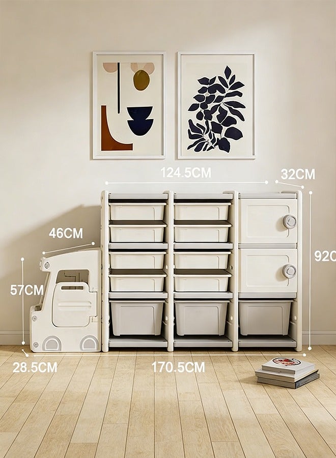 بيوينتي رف تخزين الحافلات للأطفال منظم صناديق لعبة للأطفال الكبيرة صناديق تخزين للأطفال صناديق لعبة السيارة رف تخزين لعبة للأطفال منظم صندوق لعبة لغرفة الألعاب للأطفال - Image 2